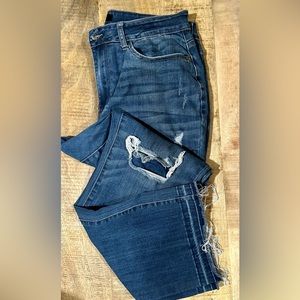 Judy Blue Mid-Rise Slim Raw Hem Bootcut Jeans